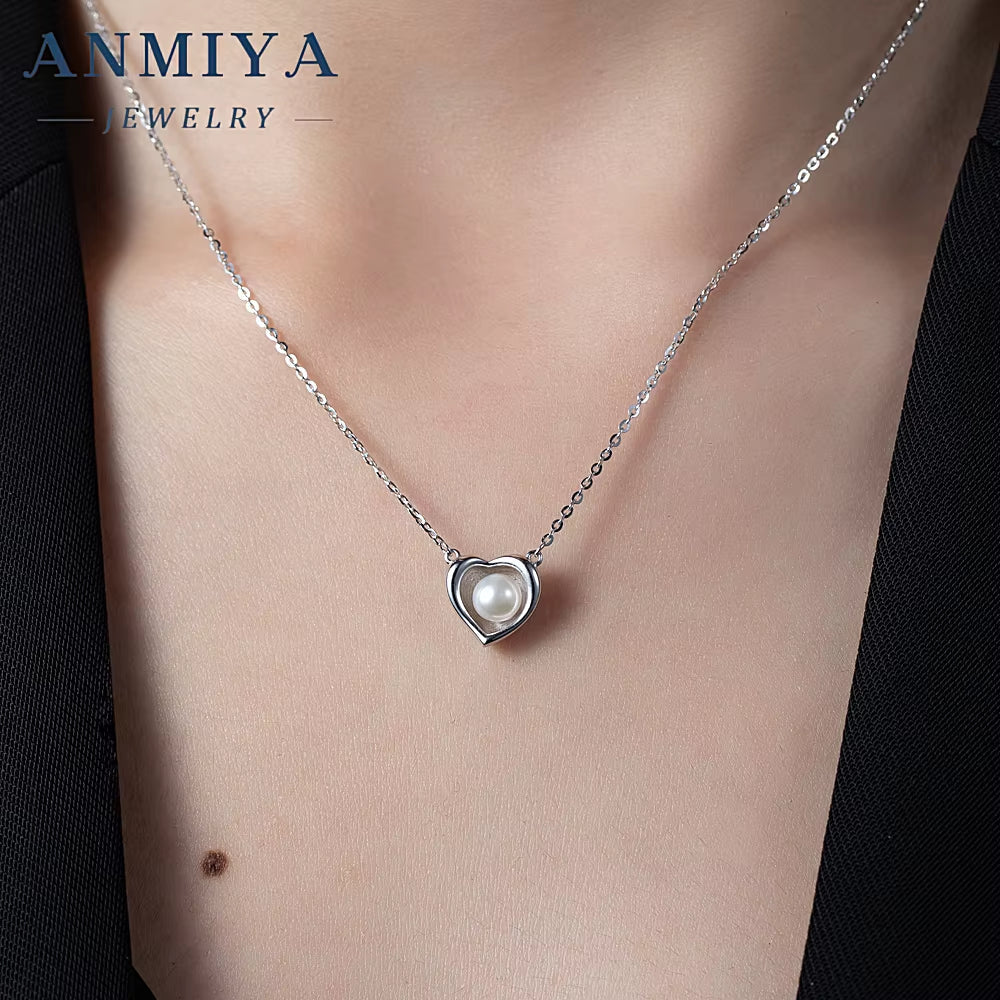 Fashion Necklaces 925 Sterling Silver Heart Necklaces Fresh Nature Water Pearls Jewelry Necklaces