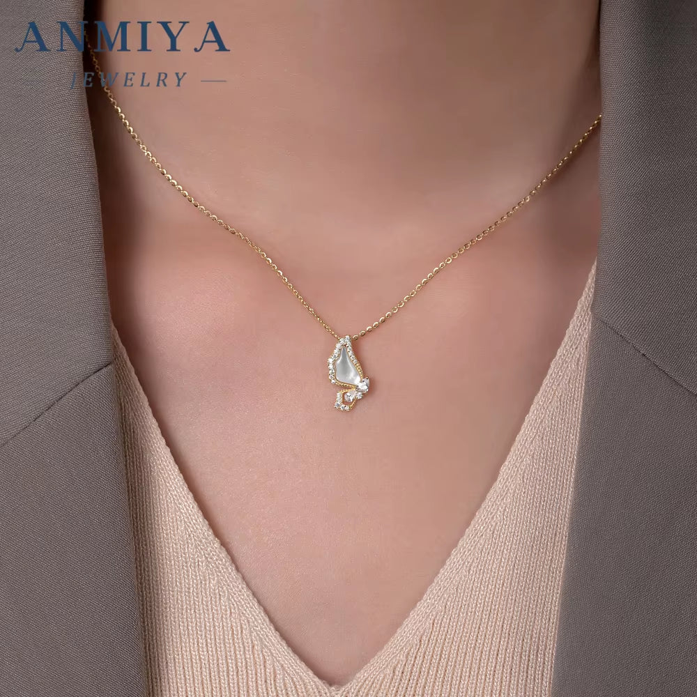 925 Sterling Silver Gold-Plated Butterfly with Cubic Zirconia Elegant and Minimalist Design Perfect Necklace for Daily Wear