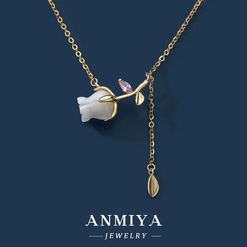 2024 Hot Tulip Flower Zircon Necklace High-Quality Accessories Necklace 925 Silver Necklace Wholesale