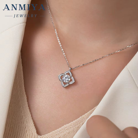 Cubic Zirconia Necklace Jewelry Silver Necklace 925 Sterling Four Leave Clover Dainty Choker 4 Leaf Clover Necklace