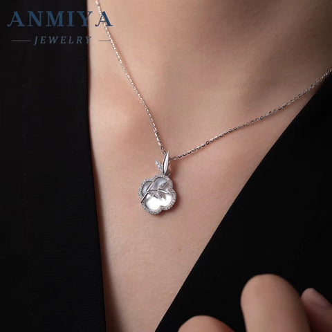 ANMIYA Lucky Clover 925 Silver 18K Glod Necklace New Chinese Bamboo Knot Clavicle Chain Ins Hot Pendant Necklace for Women