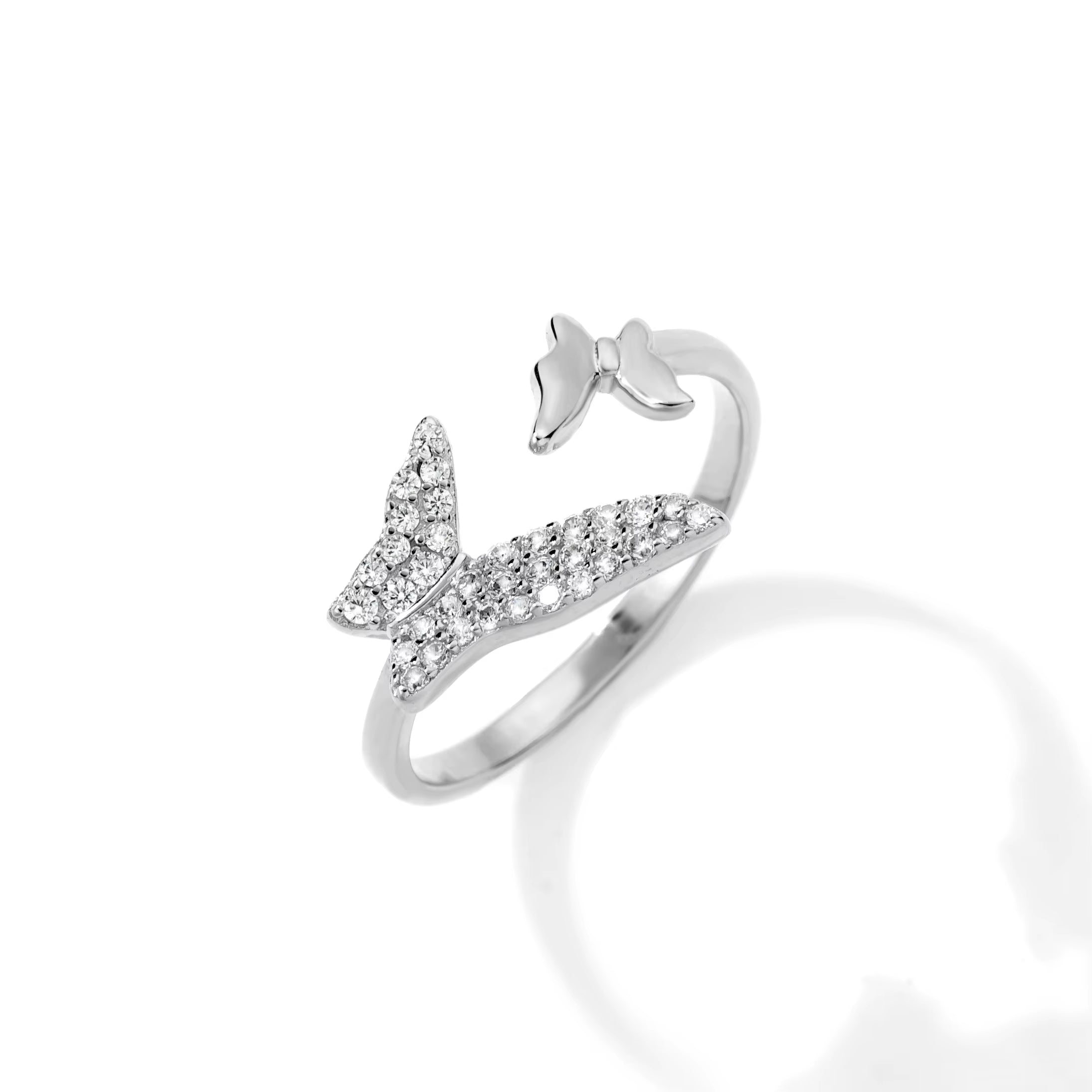 OEM Trendy 925 Silver 18K Gold Rhodium Plated Adjustable Butterfly Ring Multiple Layers Gifts 5A Cubic Zircon Rings Jewelry