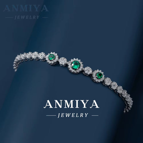 18K Gold Plated Tennis Chain round Green Blue Zircon Bracelet Unisex Fashion Women Jewelry for Weddings Parties Engagements