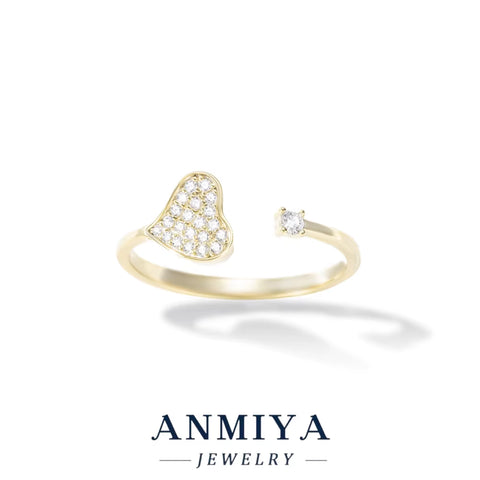 Minimalist Design Silver Heart Ring Adjustable Layering Stack Rings Women'S Fashion Jewelry for Jewelry Wholesale