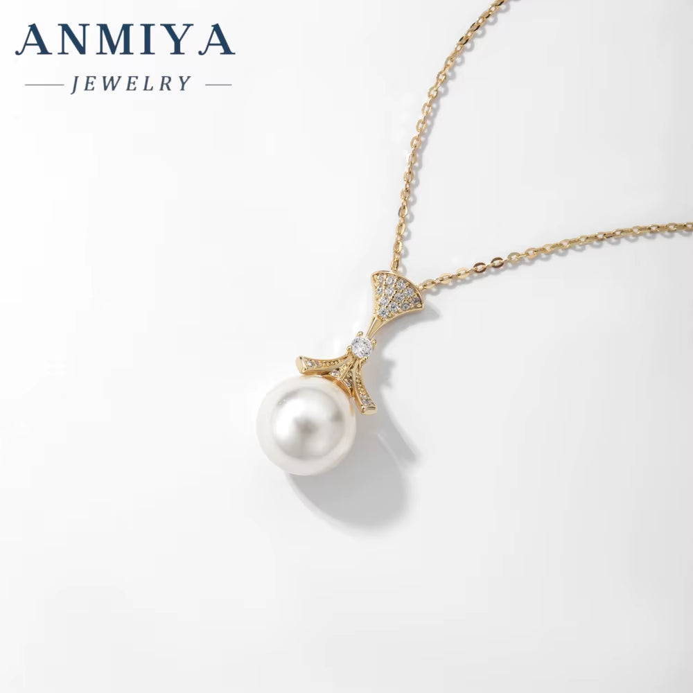 ANMIYA Pearl Accessory Jewelry Sterling 925 Silver Pendant Charm Fashion Chains Couple Luxury Pearl Jewelry Necklace for Women