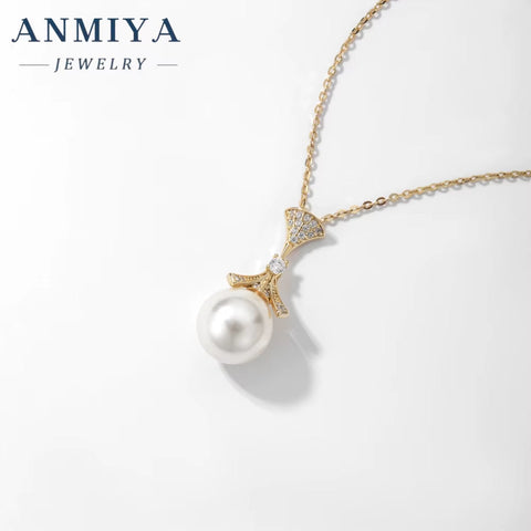 ANMIYA Pearl Accessory Jewelry Sterling 925 Silver Pendant Charm Fashion Chains Couple Luxury Pearl Jewelry Necklace for Women