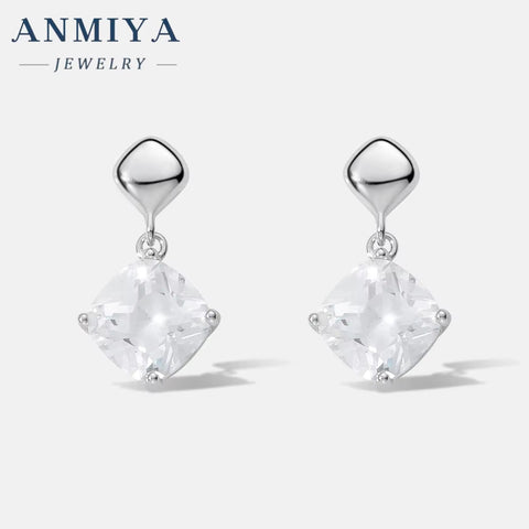 Custom OEM Designer Fine Jewelry Luxury Cubic Zircon 925 Sterling Silver Rhomboid Drop Jewelry Earrings Women