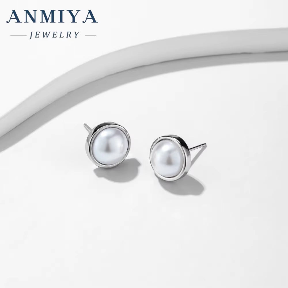 Bridal Vintage 925 Silver Cubic Zirconia Freshwater Pearl Earrings for Women Girls