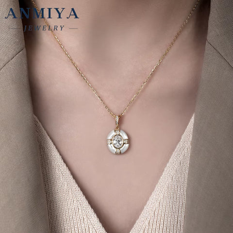 Minimalist Circle Design 18K Gold Plated Silver 925 Jewelry Set with Jade Accents and Geometric Zircon Inlay for Gifts