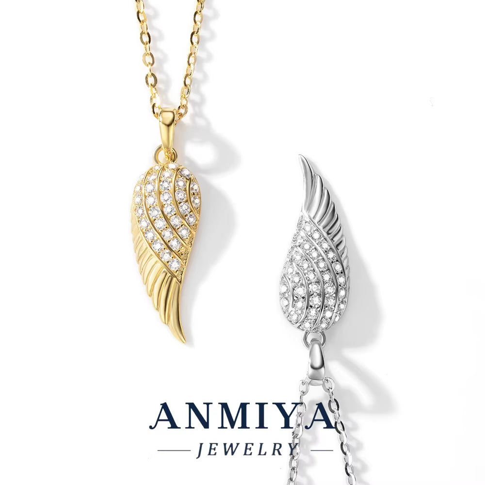 ANMIYA Custom High Class 925 Sterling Silver Pendant Necklace Gold Link AAA Cubic Zirconia Rhodium Plated Necklace