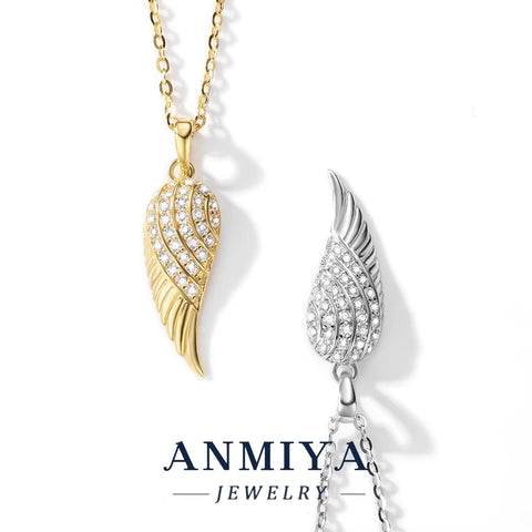 ANMIYA Custom High Class 925 Sterling Silver Pendant Necklace Gold Link AAA Cubic Zirconia Rhodium Plated Necklace