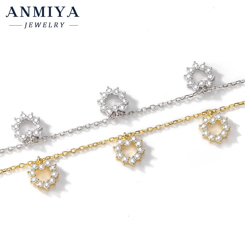 INS Hot Sales Jewelry Fine round Zircon Bracelet Bling Bling 925 Silver Ladies Wedding Link Custom Zircon Bracelet