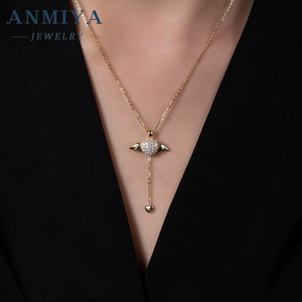 Fashion Cupid Heart Necklace Girls Friendship Accessory Jewelry Sterling 925 Necklace for Women