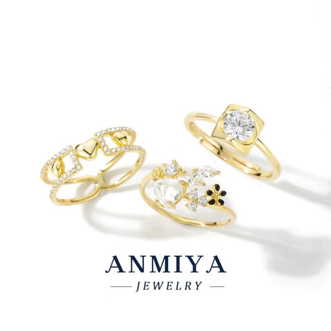 ANMIYA Best Selling Custom 18K Gold 925 Sterling Silver Eternity Ring Trendy Design with Zircon Ring for Unisex