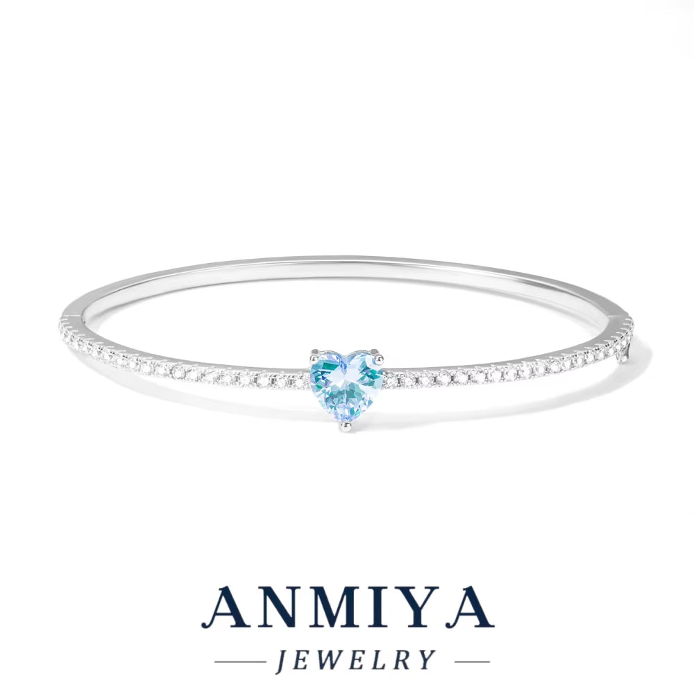 Stackable Silver Jewelry Mini Heart Bracelet, Delicate 925 Sterling Bangle for Layered Wristwear