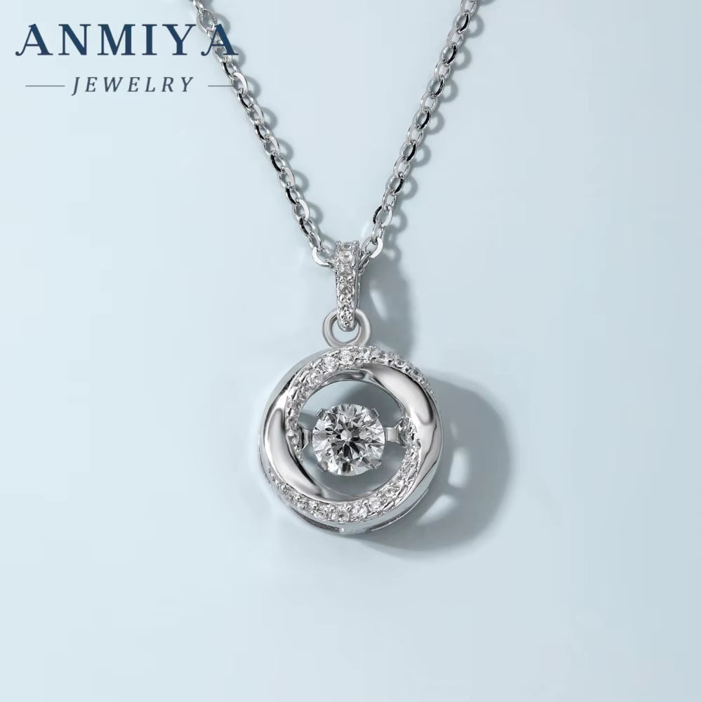 Fashion Jewelry White Gold Plated 925 Sterling Silver Chain round Moissanite Diamond Pendant Women Necklace with GRA Certificate