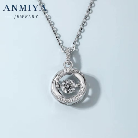 Fashion Jewelry White Gold Plated 925 Sterling Silver Chain round Moissanite Diamond Pendant Women Necklace with GRA Certificate