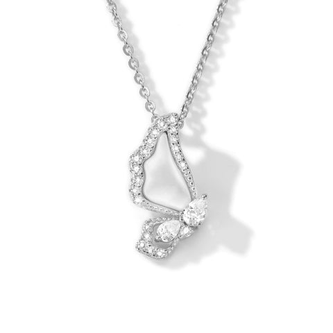 925 Sterling Silver Gold-Plated Butterfly with Cubic Zirconia Elegant and Minimalist Design Perfect Necklace for Daily Wear