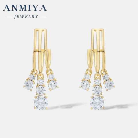 Temperament Jewelry Tassel Full of Diamond Zircon 925 Silver Long Tassel Earrings