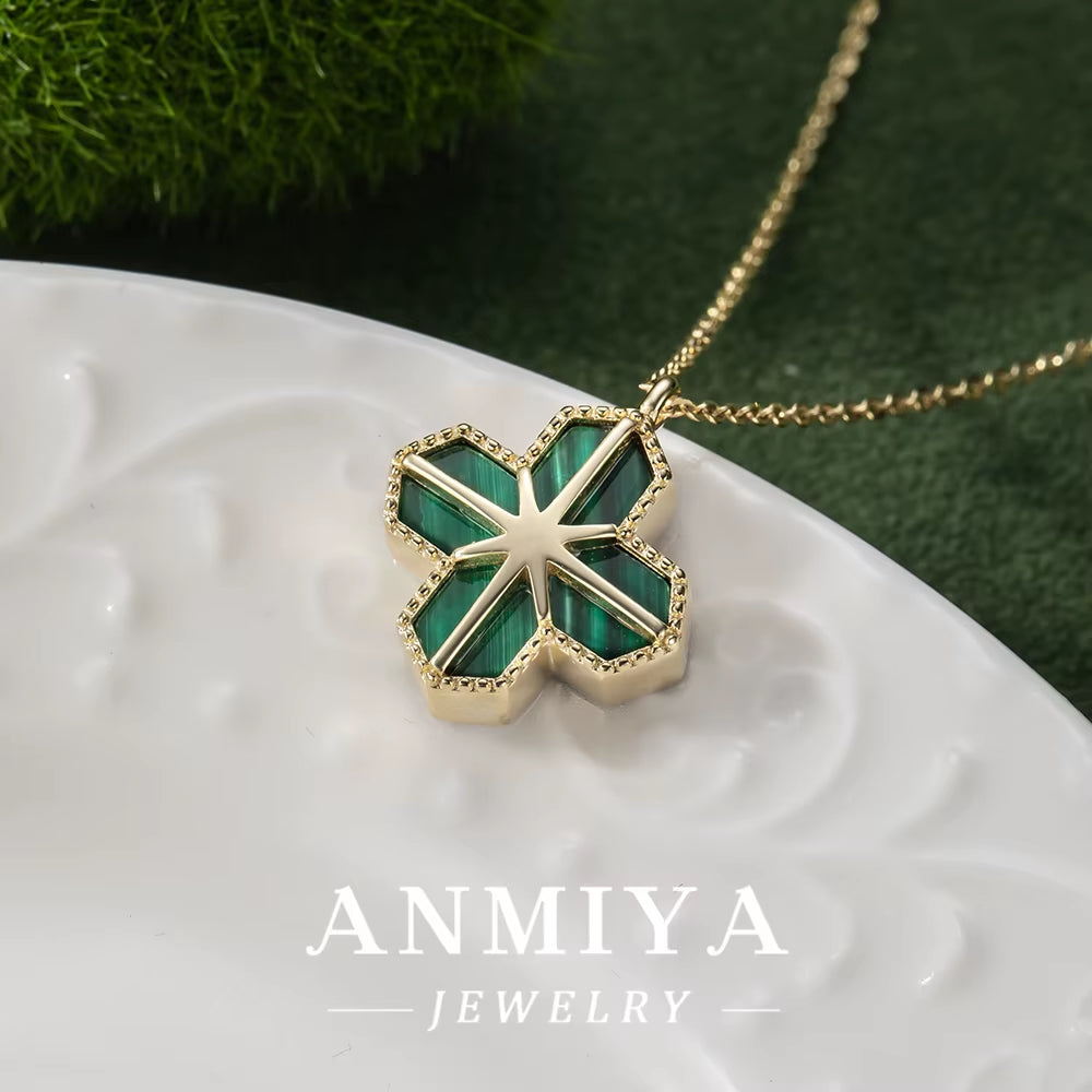 Silver Jewelry Collection: 925 Sterling Silver Malachite Necklace, Crafted for Elegance