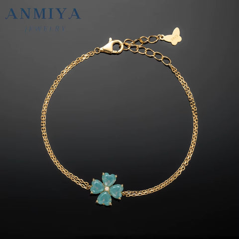 New Sales S925 Sterling Silver Four Flower Clover Bracelet for Women Green Luxury Hand Jewelry