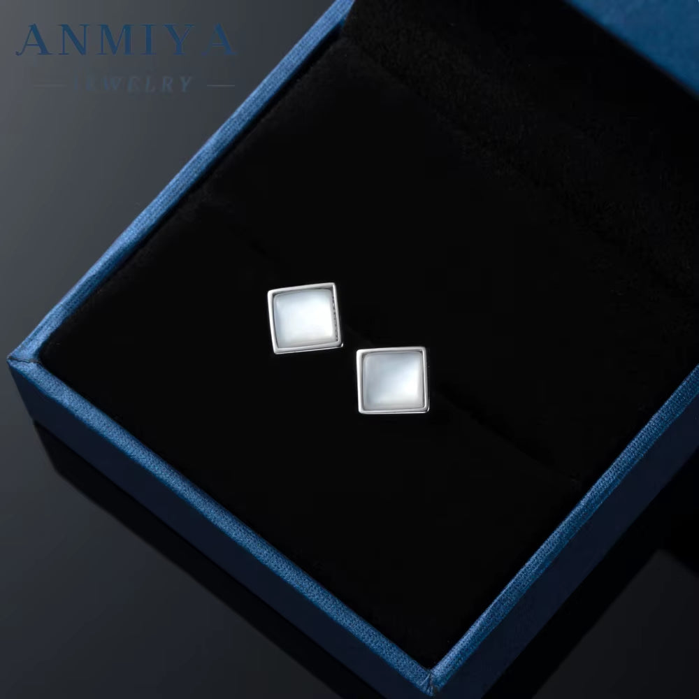 Trendy Temperament Fine Jewelry Earrings Diamond Square Fresh Water Pearl Stud Earrings for Women