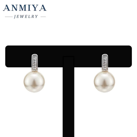 Hot Wholesale INS Jewelry Zircon 925 Sterling Silver Stud Freshwater Pearl Earrings