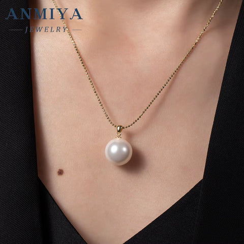 Jewelry New Trendy 18K Gold Plated Pearl Necklace S925 Sterling Silver Link Chain Freshwater Baroque Pearl Pendant Necklace