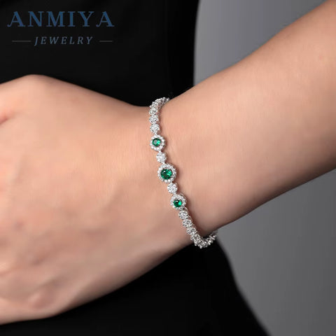 18K Gold Plated Tennis Chain round Green Blue Zircon Bracelet Unisex Fashion Women Jewelry for Weddings Parties Engagements