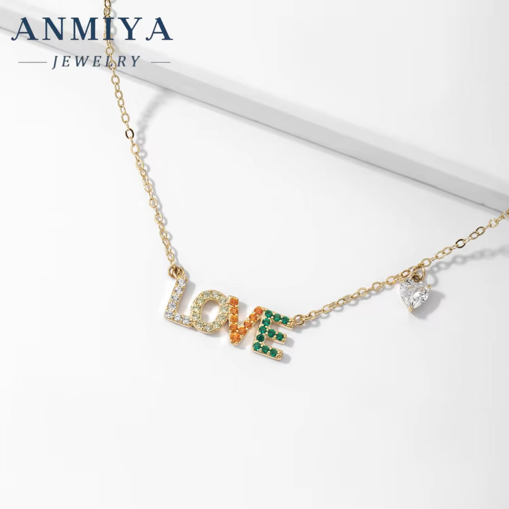 Wholesale Exquisite Temperament Clavicle Chain 925 Sterling Silver Cubic Zircon Letter Love Pendant Necklace