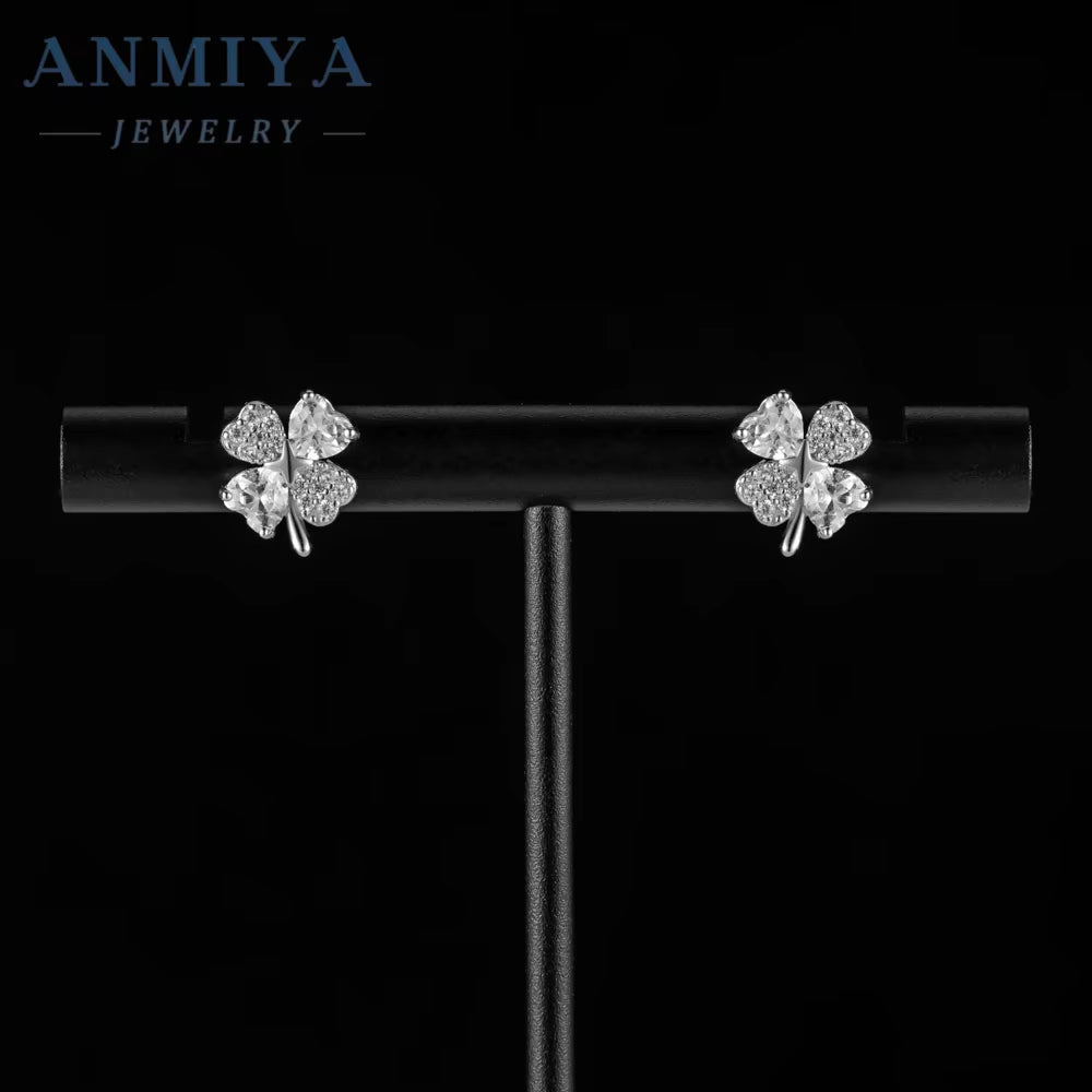 Wholesale 2024 Summer 925 Sterling Silver Earrings Zircon Clover Earrings for Women