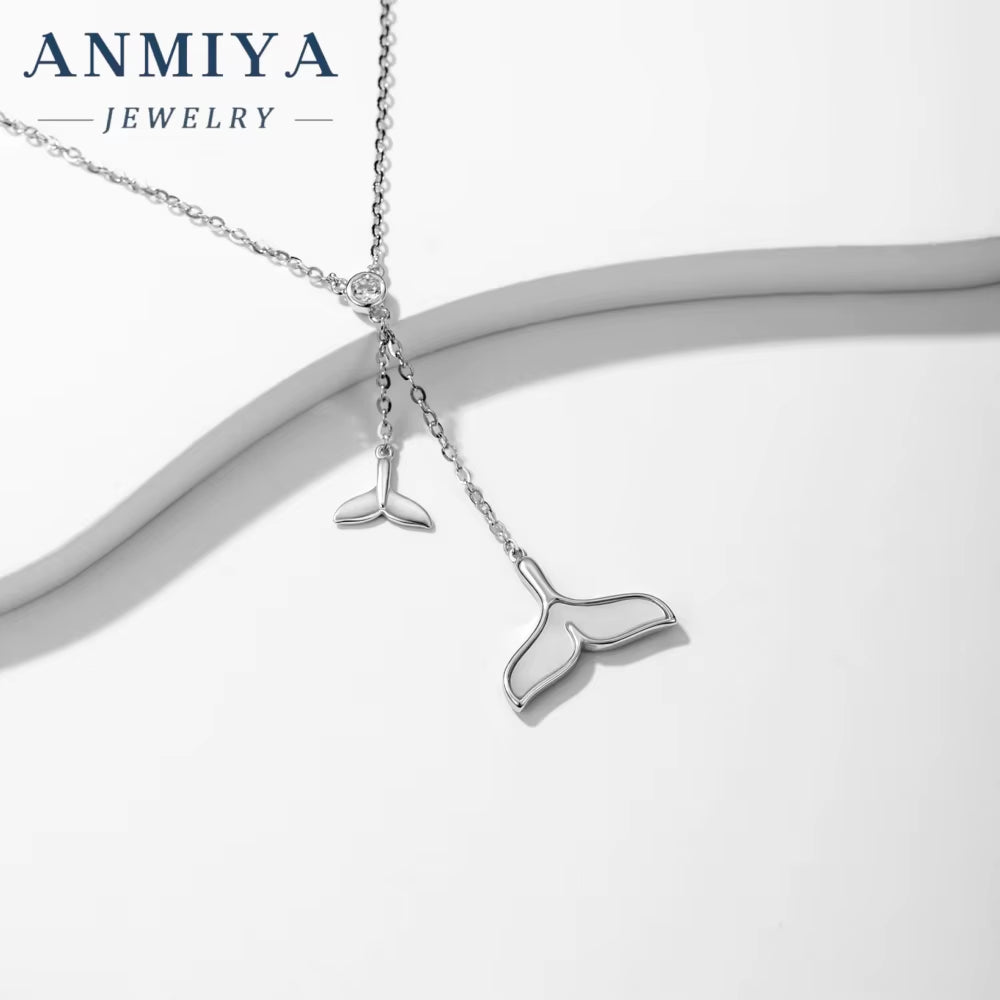 925 Sterling Silver Double Fishtail Necklace Light Luxury Female Niche Design Sense Jewelry