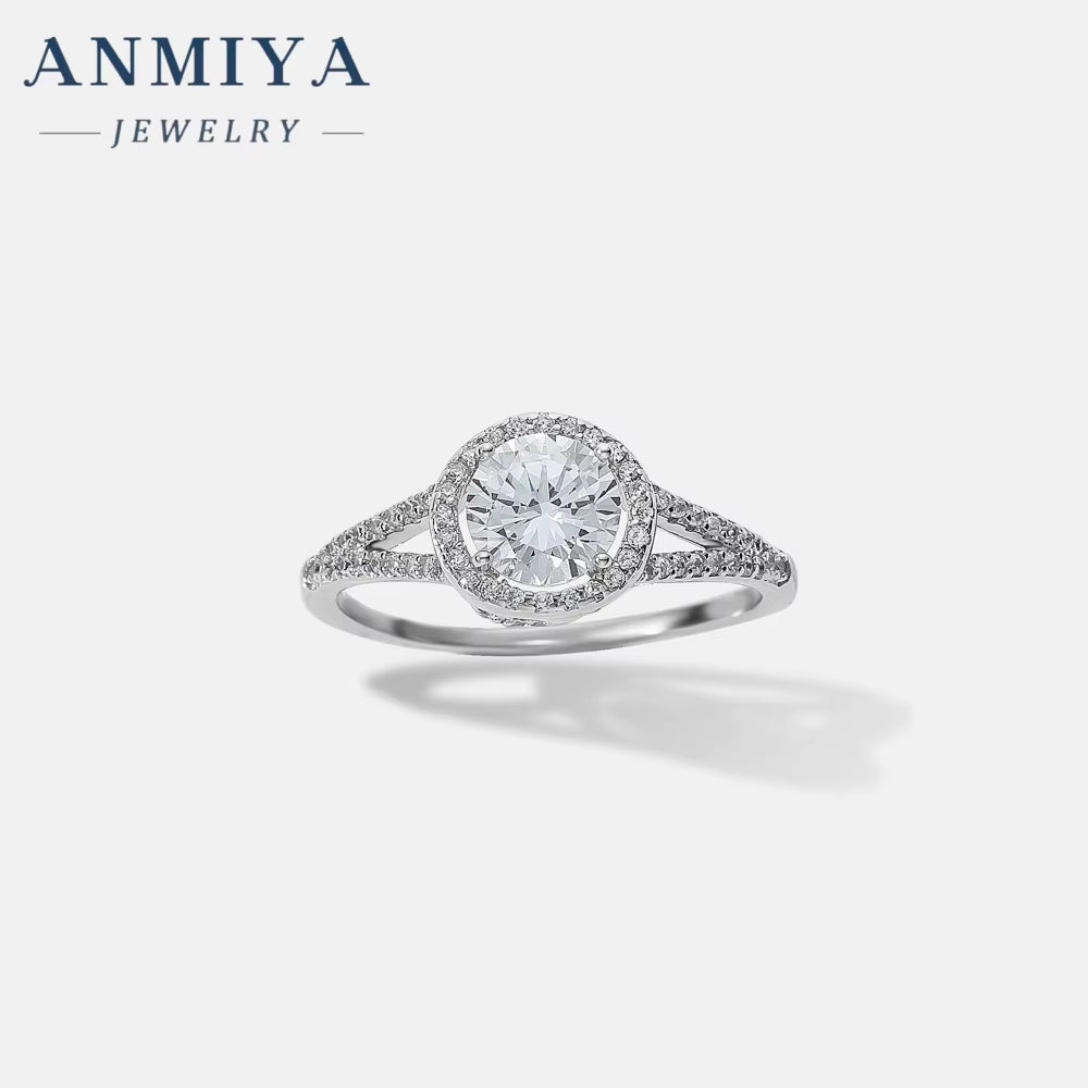 ANMIYA Wholesale 925 Silver Zircon Engagement Eternity Rings Women 925 Silver Diamond Radiant Oval Cut Ring