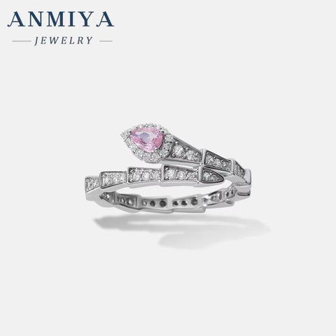 925 Sterling Silver Rings Big Zircon Stone Wholesale Jewelry Woman Snake Butterfly Flower Leaf OEM round Engagement Bands Rings