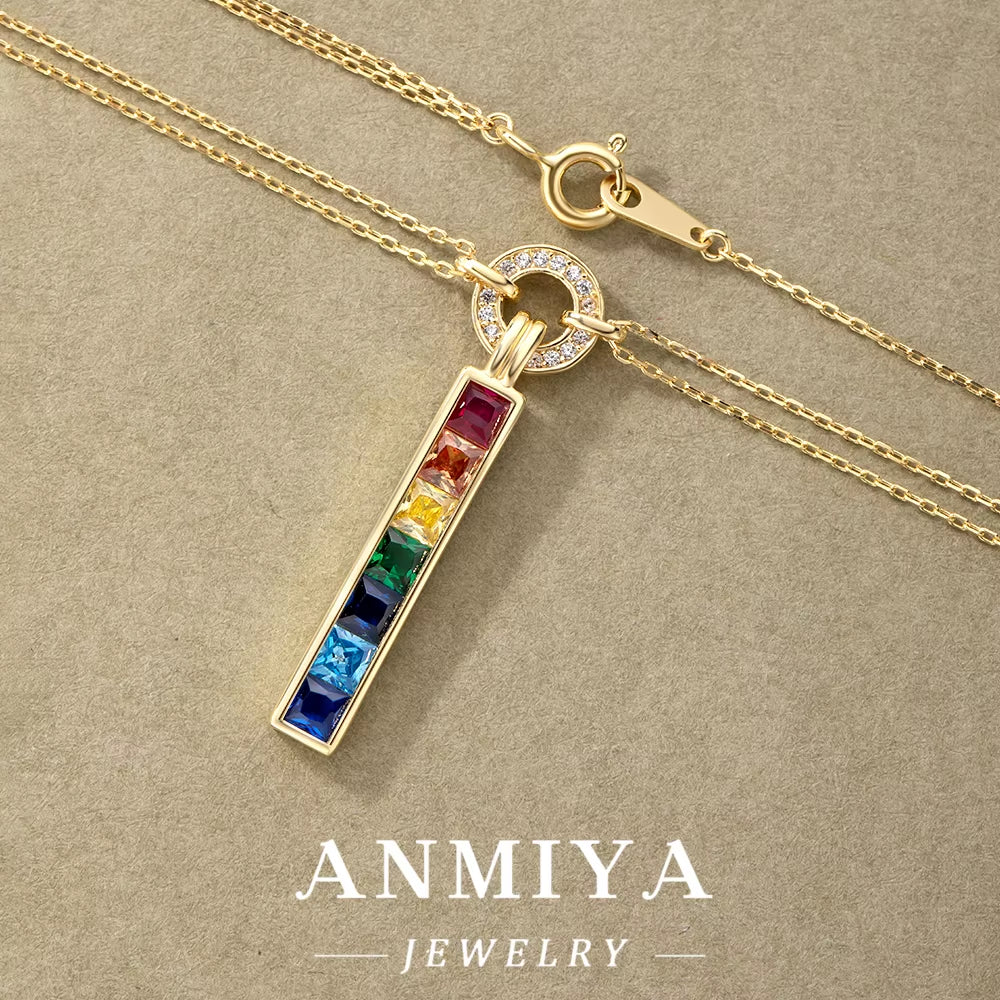 Colored Zircon Pendant S925 Silver Inoxidable Temperament Collarbone Necklace for Girls