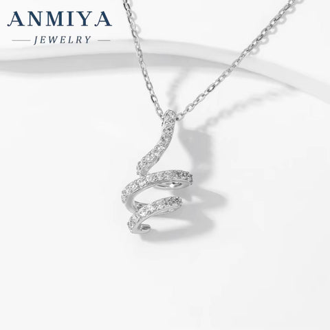 ANMIYA Minimalist Surround Rose Gold Plated Necklace Sterling Silver Fashion Jewelry Girls Necklaces