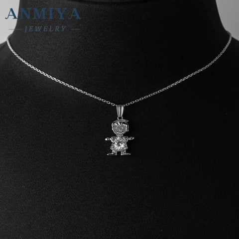 Wholesale High Quality 925 Silver Zircon Child Shape Necklace for Boy