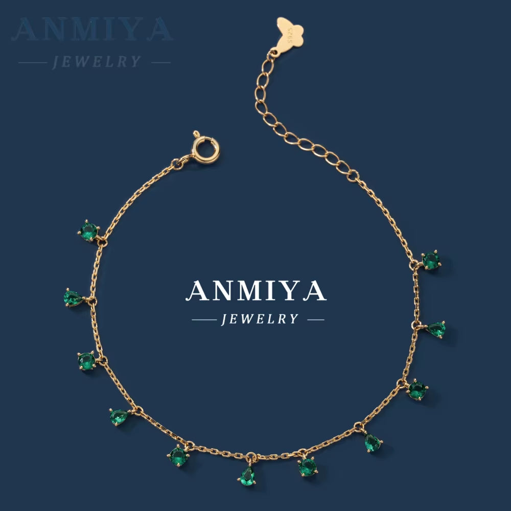 Custom Best Selling 18K Gold-Plated 925 Sterling Silver Bracelet with Green Zircon New Pear Shape Design Bracelet