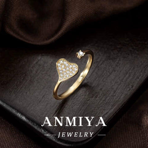 Minimalist Design Silver Heart Ring Adjustable Layering Stack Rings Women'S Fashion Jewelry for Jewelry Wholesale