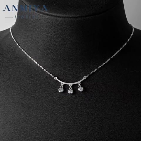 Fashionable Necklace Jewelry 925 Sterling Silver Tassels Zircon Collarbone Necklace Jewelry for Girl
