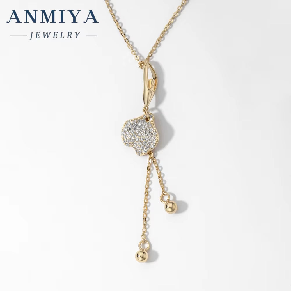 ANMIYA Most Popular Tiny Dainty Silver Ballerina 18K Gold Plated Zircon Waterproof 925 Sterling Silver Jewelry Necklace