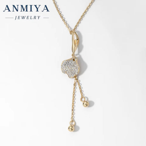 ANMIYA Most Popular Tiny Dainty Silver Ballerina 18K Gold Plated Zircon Waterproof 925 Sterling Silver Jewelry Necklace