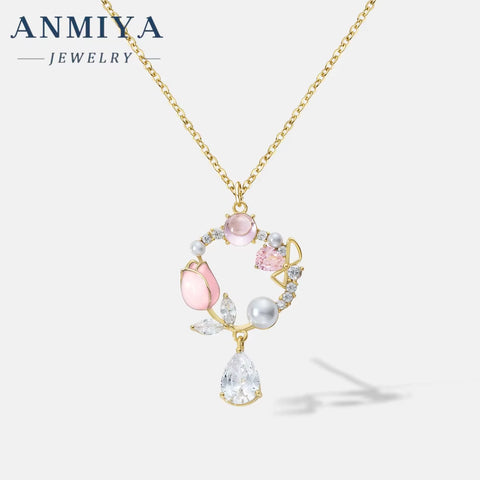 Women Flower Zircon Circle Garland Necklace Female Hot Fashion Temperament Collarbone Chain Necklace Wholesale for Women