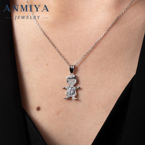 Wholesale High Quality 925 Silver Zircon Child Shape Necklace for Boy