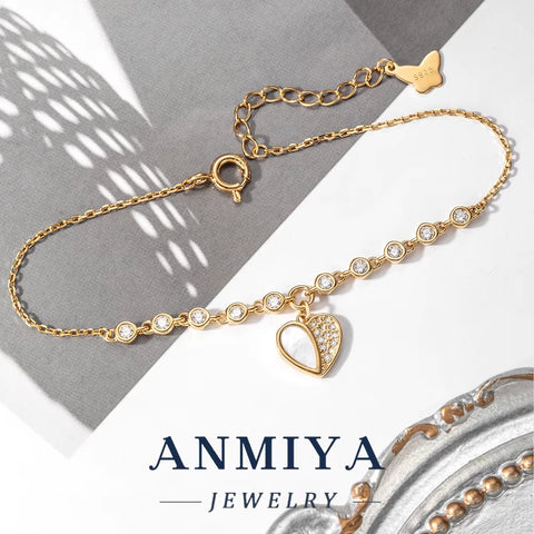 Silver Jewelry Durable Clover Bracelet, Geometric Heart Charm for Beach Vacation