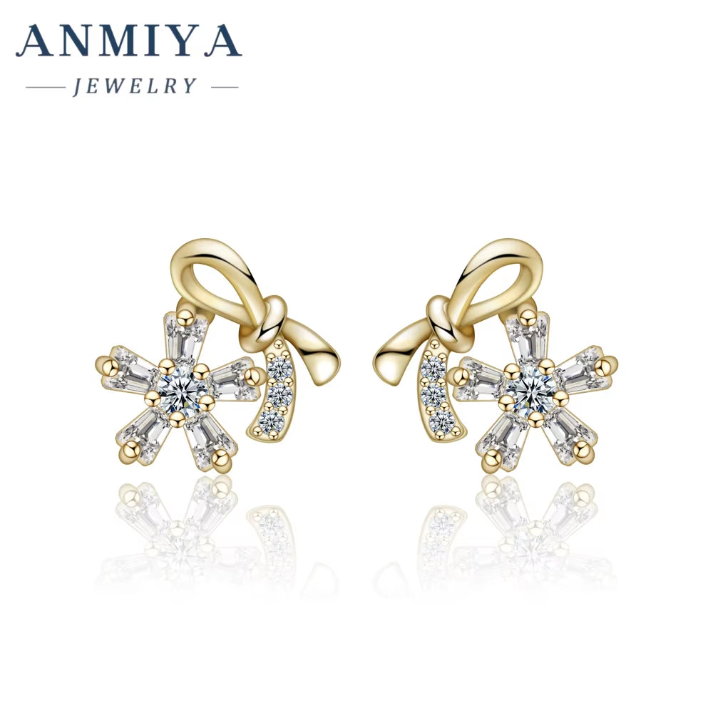 Minimalist Jewelry Bow Stud Earrings 18K Gold Plated Jewelry Waterproof S925 Sterling Silver Stud Earring