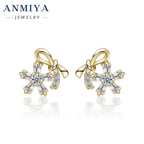 Minimalist Jewelry Bow Stud Earrings 18K Gold Plated Jewelry Waterproof S925 Sterling Silver Stud Earring