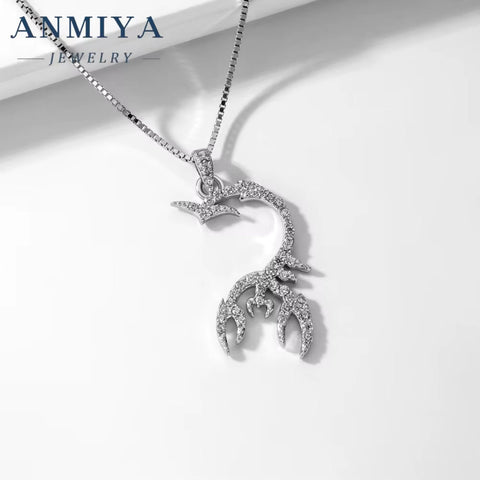 ANMIYA Punk Rock Scorpion King Pendant Animal Jewelry Cool 925 Silver Scorpio Men'S Boy'S Scorpion Pendant Necklace