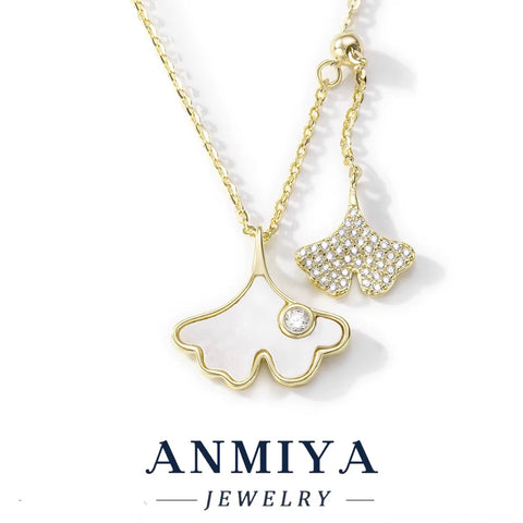 Customizing Jewelry Fashionable Ginkgo Leaf White Shell Necklace Inoxidable 925 Silver Necklace for Women