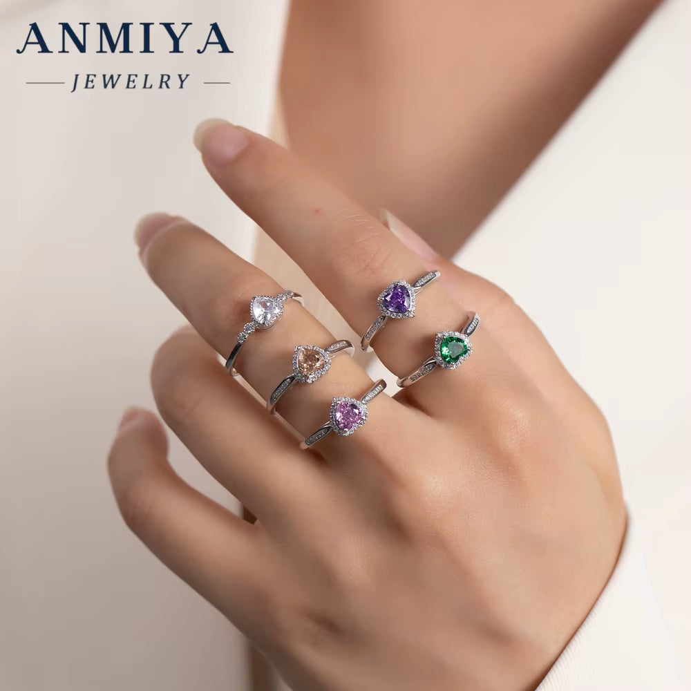 Fashion Jewelry Ring Manufacturer 5A Zircon Stone Ring Eternity Heart Ice Cut Ring for Women Lover